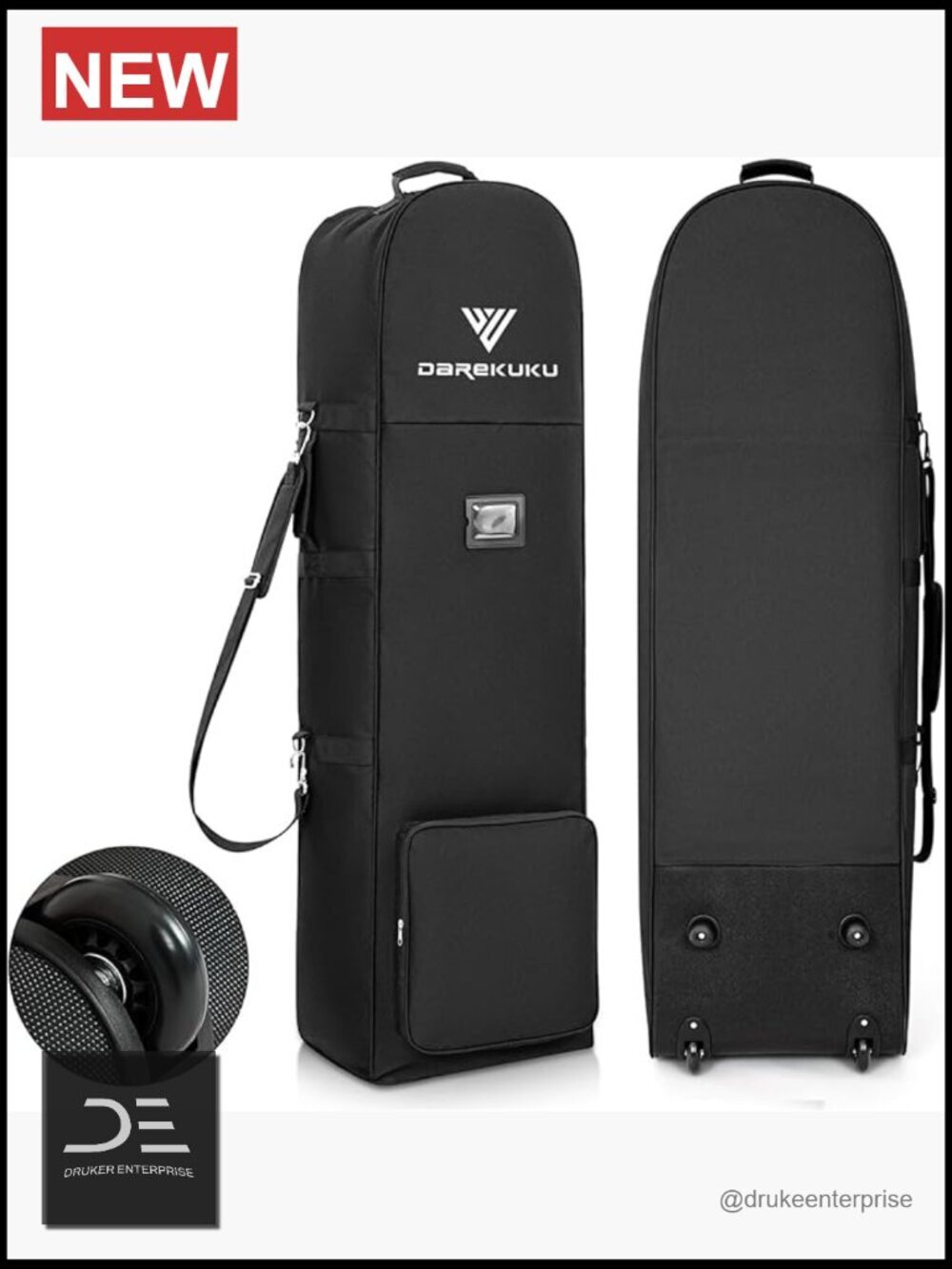 Golf Travel Bag with Wheels, Heavy Duty Oxford, Foldable Club Case for Airlines